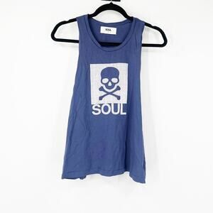 Soul Cycle Blue Sleeveless Skull Tank Top